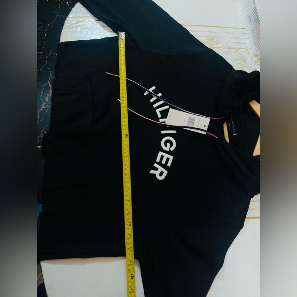 NWT Tommy Hilfiger Women’s Cotton Hoodie Sweatshirt Sz LG Black - Picture 6 of 8
